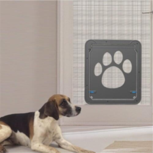 Pet Dog Flap Door Cat Window Screen Gate with Security Lock Dog Fence Doorway for Kitchen Pet Tunnel Door Animals Accessories