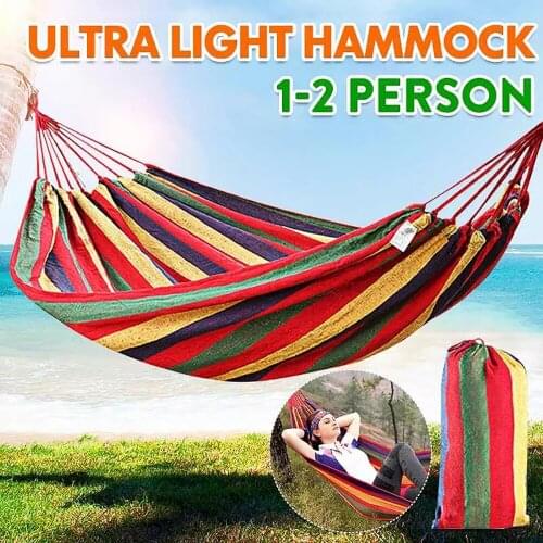 Ultralight Camping Hammock with backpack Hot Sale rainbow Outdoor Leisure Portable Hammock canvas Hammocks