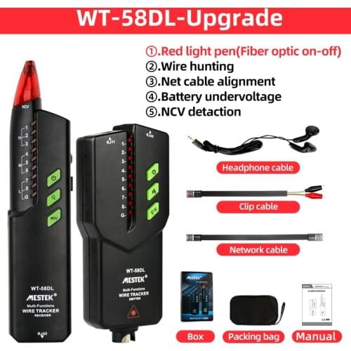 MESTE WT58DL High Quality RJ11 RJ45 Cat5 Cat6 Telephone Wire Tracker Tracer Toner Ethernet LAN Network Cable tester Line Finder