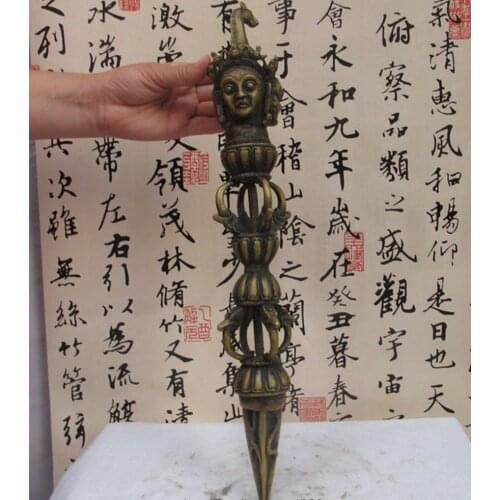 Tibet Monastery Bronze Copper Hayagriva Buddha Phurpa Dagger Talisman
