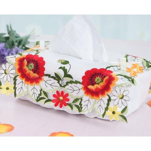 Embroidery Style Tissue Box Pumping Paper Towels Box Cover Bathroom Ware Mary Pastoral Lace Fabric Cover