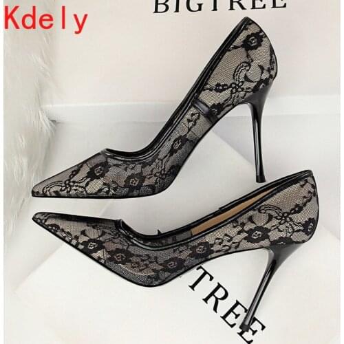 Women Pumps Fashion Wedding Shoes Women High Heels Lace Sexy Party Shoes Pointed Toe Women Shoes Women Stiletto