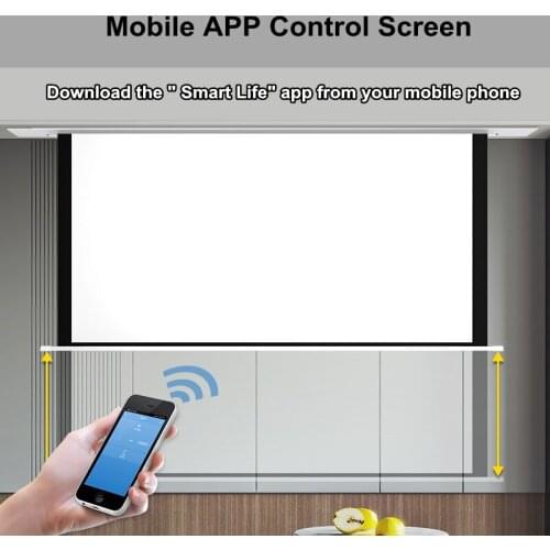 AI Voice Control Smart 4K UHD White Fiberglass-Backed Electric Recessed In-Ceiling Projector Screen With Multi-Control Systems