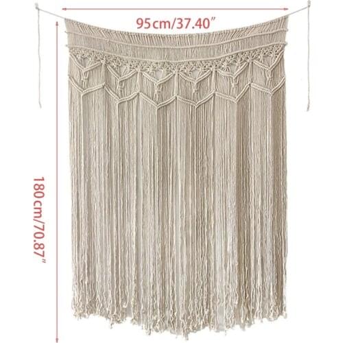 Bohemian Macrame Wall Hanging Tapestry Handmade Woven Fringe Tassels Garland Banner Doorway Window Curtain Panel Party P15D