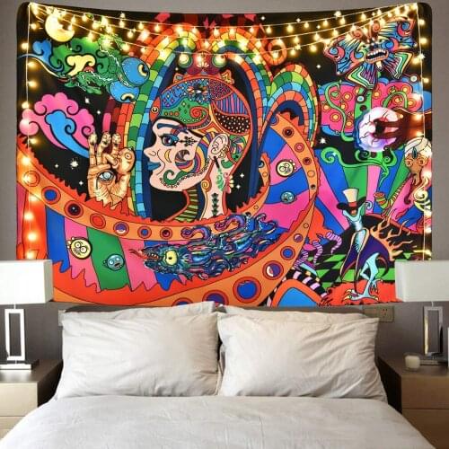 UK Psychedlic Mandala Tapestry Hippie Room Wall Hanging Blanket Art Home Decor Psychedelic Background Tapestry 95x73CM Brushed