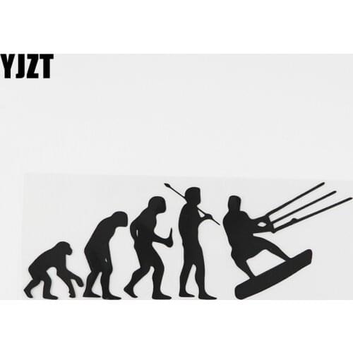 YJZT 18.2CMX6.4CM Waterproof Kite Surfing Evolution Decal Vinyl Car Sticker Black/Silver 8A-0586