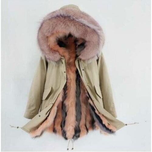 2020 Fashion winter jacket women new Natural Raccoon Fur Collar Real Fox Fur Thick Warm parka