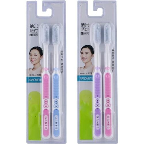 2PCS Soft Toothbrush Adult Silicone Nano Brush Oral Care Nano-antibacterial Toothbrush Oral Cleaning Tool