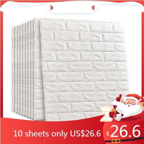 3D Brick Wall Stickers DIY Self Adhensive Decor Foam Waterproof Wall Covering Wallpaper for TV Background Kids Living Room Decor