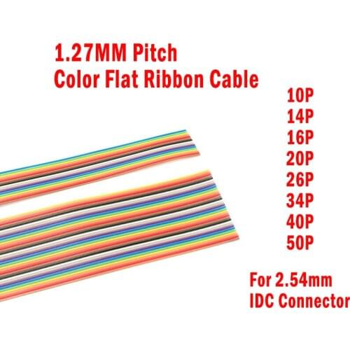 5M Flat IDC Ribbon Extension Cable Rainbow DuPont Wire 10P 14P 16P 20P 26P 34P 40P 50P Pin With 1.27mm Line Pitch Connect Wires