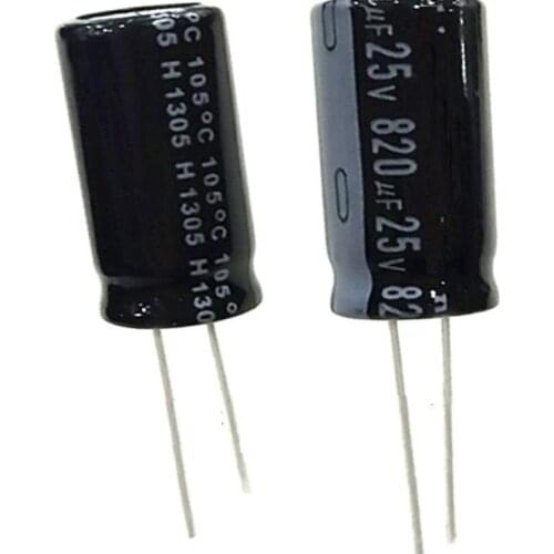 5 pcs 820uF 25V 105C Radial Electrolytic Capacitor 10mm*20mm
