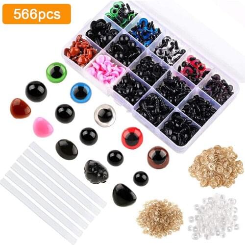 LMDZ 566Pcs Colorful Safety Eyes and Noses,Plastic Safety Eyes and Noses,Plastic Safety Eyes and Noses with Washers