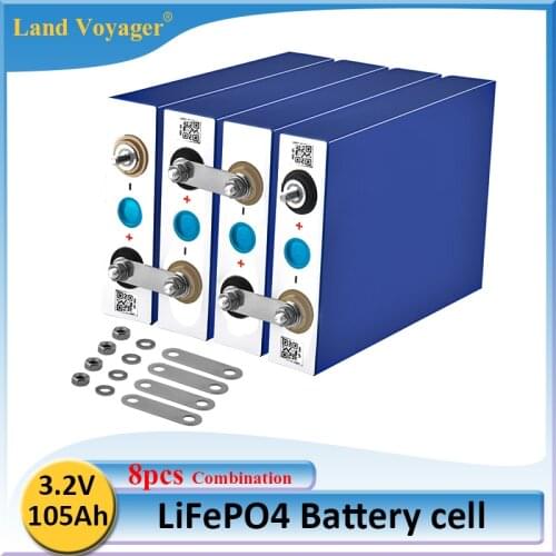 8pcs Land Voyager 3.2V 105Ah 100Ah LiFePO4 Batteryhigh drain for diy 12V 24V Solar Inverter Electric Vehicle c oach golf cart