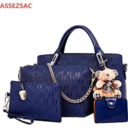 ASSEZSAC 4pcs/Set Women Bag Ladies Hand Bags Luxury Handbags Women Bags Designer Bags For Women 2020 Handbag PU Composite Bag