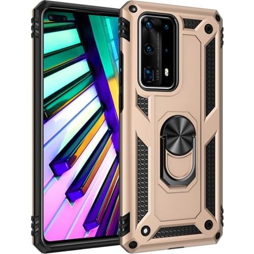 Armor Shockproof Phone Case For Huawei P40 P30 P20 Pro Lite Plus E Finger Ringer Holder Anti-Fall Car Magnetic Kickstand Cover