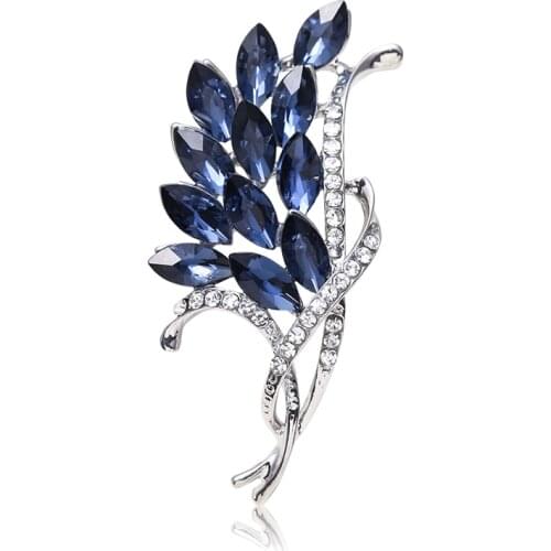 Romantic Blue Crystal Rhinestone Flower Brooches for Women and Men Wedding Jewelry Gift Flower Brooch Brooches Pins