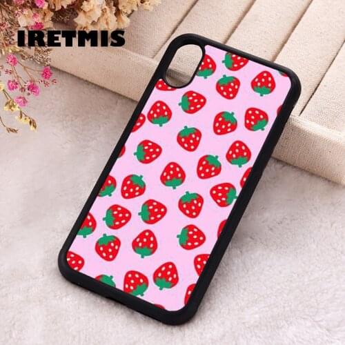 Iretmis 5 5S SE 2020 Phone Cover Case for iPhone 6 6S 7 8 Plus X Xs XR 11 12 Mini Pro Max Silicone TPU Strawberry