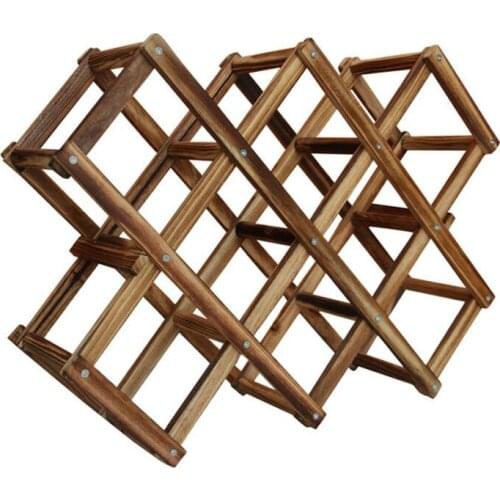 Wooden Red Wine Rack 10 Bottle Holder Mount Bar Display Shelf Folding Wood Wine Rack Alcohol Neer Care Drink Bottle Holders