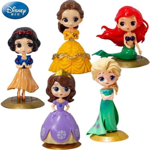 Disney Princess Decoration Girl Plastic Doll Alice Snow White Aisha Anna Birthday Gift Anime Figure Toys for Children Girl Toys