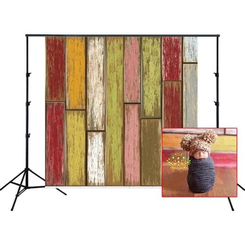 HUAYI Photography Backdrop Old Colorful Wood Planks Floor Photo Booth Background Custom Newborns Child Studio Backdrop XT-4816