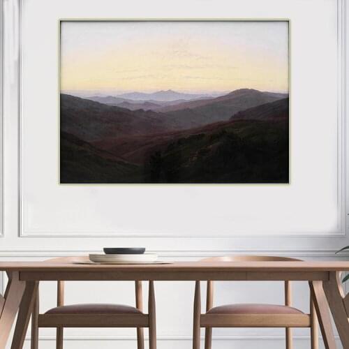 Holover David Friedrich"Riesengebirge"Canvas Oil Painting Western Art Decor Poster Wall Home Aesthetic Room Decoration