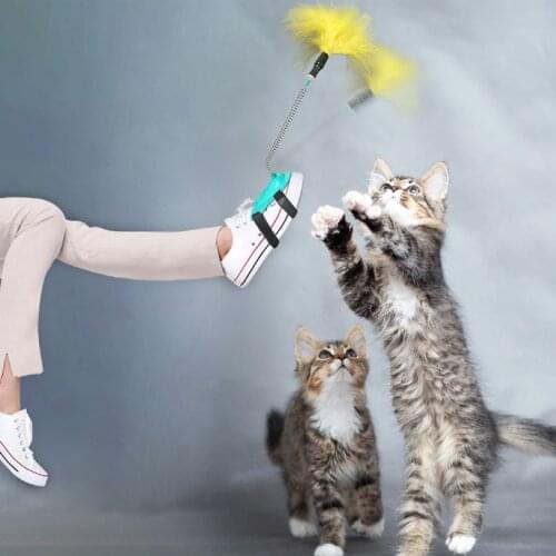 Cat Toy Feather Wand Interactive Teaser Stick Elastic Kitten Funny Teasing Toys Foot Playing Pet Products Toy for Cats Supplies