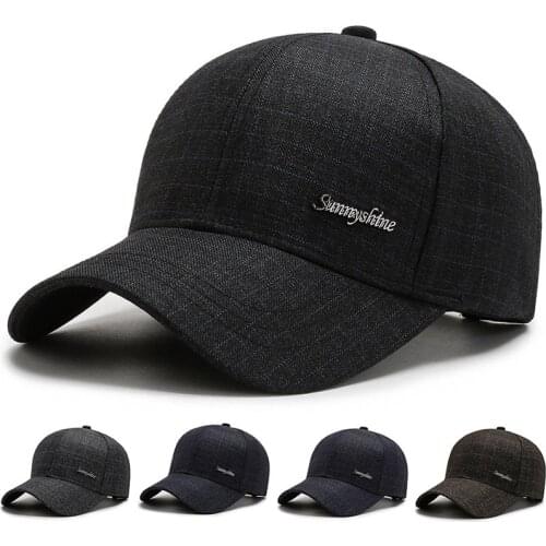 New Style Peaked Cap Mens Casual All-match Checkered Baseball Cap Middle-aged Dad Hat Tide Sunscreen Sunscreen Breathable Cap