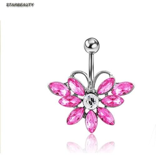 Horse Eye Crystal Navel Piercing Ombligo Belly Button Piercing Nombril Butterfly Pink Belly Button Rings Body Jewelry Pircing