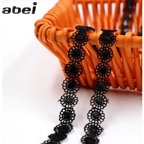 5yards/lot 1.5cm Black Color Lace Trim Water Soluble Embroidery Polyester Lace DIY Lace Fabric Clothing Accessories