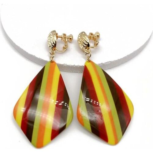 Mixed Sweet Color Geometric Resin Light Weight Clip Earring