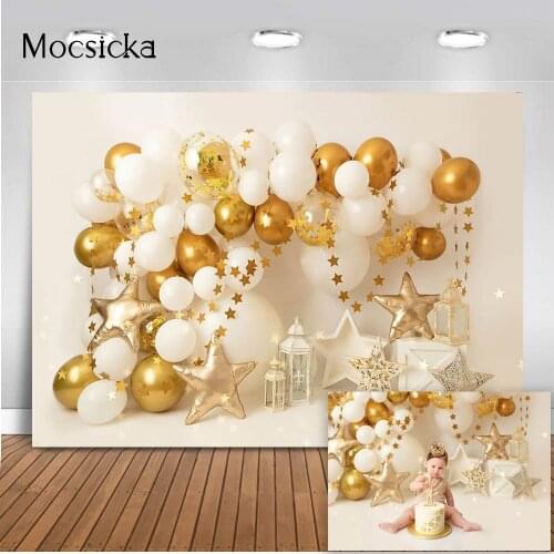 Twinkle Twinkle Little Star Golden Backdrop Newborn Kids Portrait Photo Booth Background for Photography Cake Smash Photocall