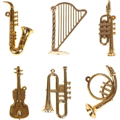Mini Plastic Musical Instrument Gold Christmas Tree Hanging Christmas Decorations For Home Xmas Navidad Decor New Year