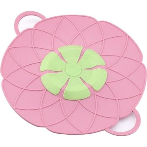 Multi-Function Cooking Tools Flower Cookware Parts Spill Stopper Lid Green Pink Silicone Boil Over Spill Lid For Pot/Pan Cover