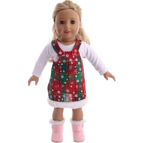 Fashion New Pattern Popular Christmas Suspender Skirt Set Fit 18 Inch American&43cm Baby New Born Doll Clothes Accessories