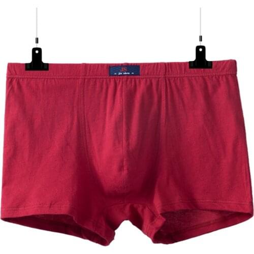 Mens Shorts Red Boxers Men Solid Underwear Mid-Rise Breathable Ropa Interior Hombre Men Underpants