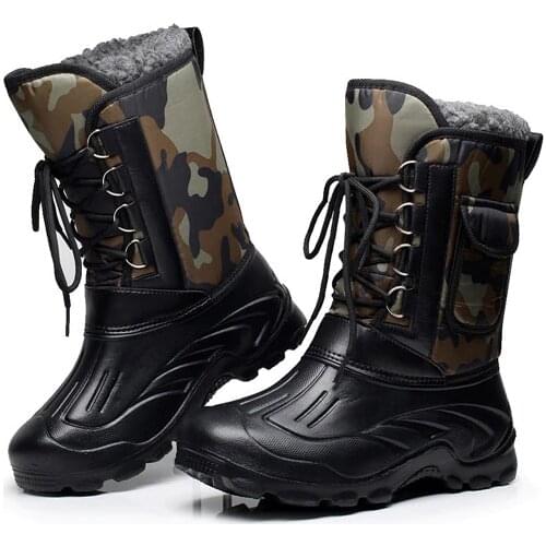 New Autumn Winter Warm men fashion snow boots military fishing skiing waterproof simple casual mid-calf shoes