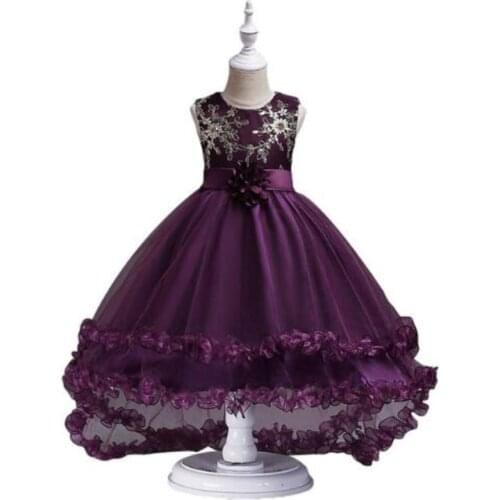 Embroidery Trailing Princess Girl Dress 3-14T Kids Dresses For Girls New Year Party Costume First Communion Children Clothes