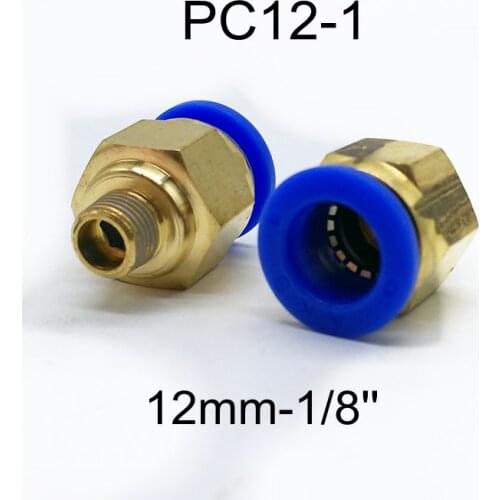 2pcs Pneumatic Fittings 1/8'' Male Thread O.D 12mm Hose Tube Straight Push in Fitting PC12-1 Quick Joint Connector