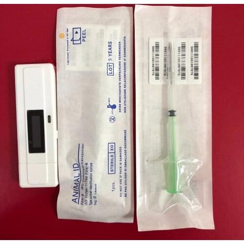 Fdx-b Glass Tag Scanner Dog cat animal reader with 2 pcs 1.4*8mm RFID microchip syringe