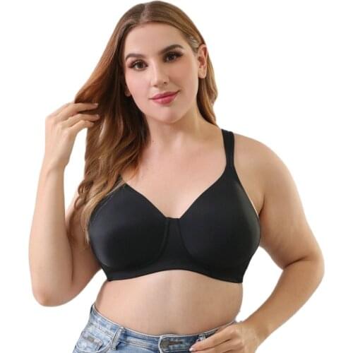 Melansheng Full Cup Wide Support Foam Straps Seamless No wire lightly Lined Satin Plus Size T-Shirt Bra 90C-120G