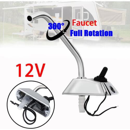 RV Sink Camper Water Faucet Car Caravan Accessories Faucet 12V Electric Camper Tap 360 Degree Rotation Hole Camping Car Faucet