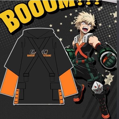 Boku no Hero Academia Bakugou Katsuki Cosplay Hoodie Sweatshirts Anime Midoriya Izuku Casual Pullover Crop Tops Coat for Mens