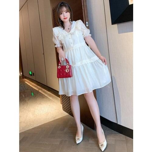 High quality Loose dress with lace collar 2021 summer new pattern