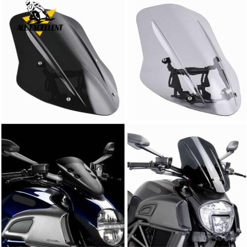 Windshield For Ducati 2014-2018 Diavel Windscreen Cover Wind Shield Deflector with Mounting Bracket 2015 2016 2017