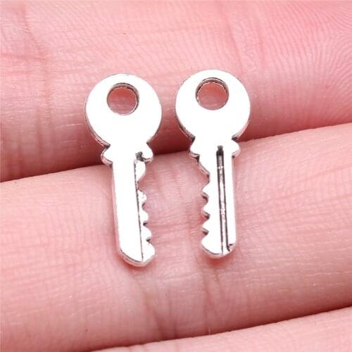 WYSIWYG 30pcs 19x7mm Antique Silver Color Plated Key Handmade Charms Pendant DIY For Bracelet Necklace