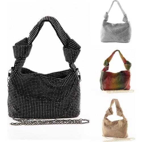 Women Stylish Handmade Rhinestone Knot Shoulder Bag Storage Pouch for Party