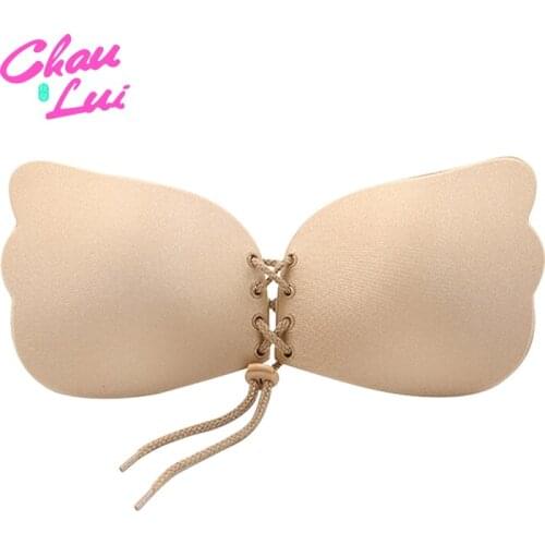 Women Self Adhesive Strapless Bandage Blackless Solid Bra Stick Gel Silicone Push Up womens underwear Invisible Bra Blackless