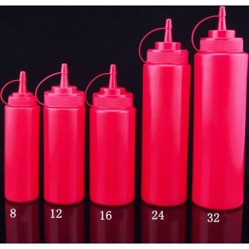 1Pcs 8oz 12oz 16oz 24oz Hot Sale Kitchen Plastic Squeeze Bottle Dispenser 8oz For Sauce Vinegar Oil Ketchup
