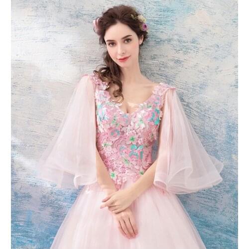 100%real carnival pink flower court medieval dress renaissance Gown queen Victorian /Marie/ Belle Ball/ball gown