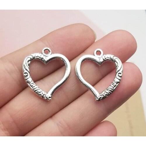 15pcs/lot--25x22mm, Antique silver plated/bronze plated heart charms,DIY supplies,Jewelry accessories